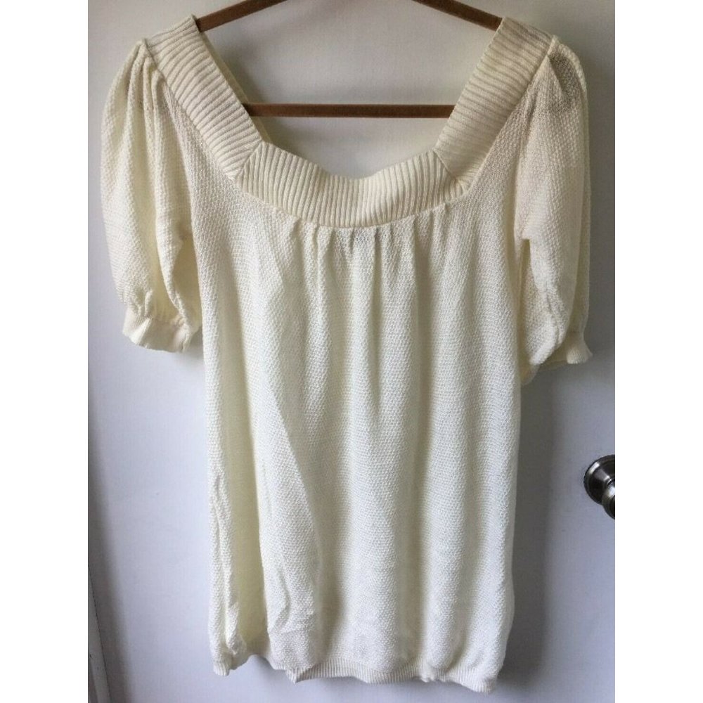 Womens Pullover Sweater Tunic popcorn knit size Medium Ivory